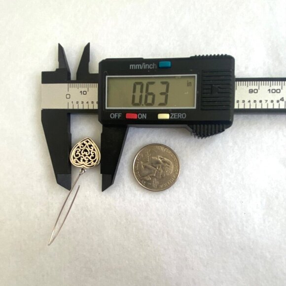 Sterling Silver 925 Marcasite Puffy Heart Threader Style Dangle Drop Earrings - Picture 14 of 16